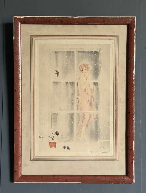 Litografia Louis Icart a puntasecca La Frileuse XX secolo