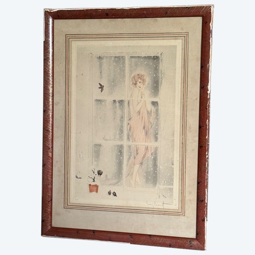 Litografia Louis Icart a puntasecca La Frileuse XX secolo