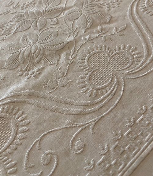 Coperta nuziale in cotone monogrammata a.C. inizio XX secolo