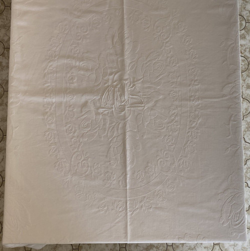 Coperta matrimoniale in cotone con monogramma MJS