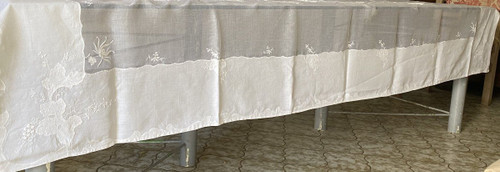 Nappe En Lin à Décor Fleurs, Raisins, Feuilles De Vigne Début XX ème