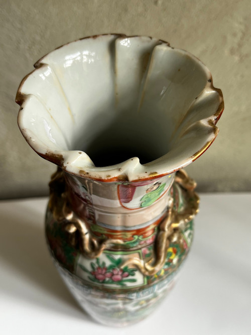 Original vase porcelaine de Chine Canton XIXème