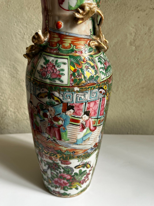 Original vase porcelaine de Chine Canton XIXème