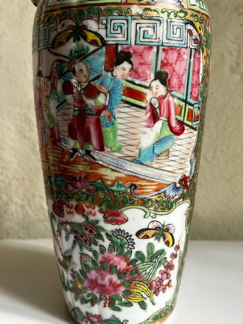 Original vase porcelaine de Chine Canton XIXème