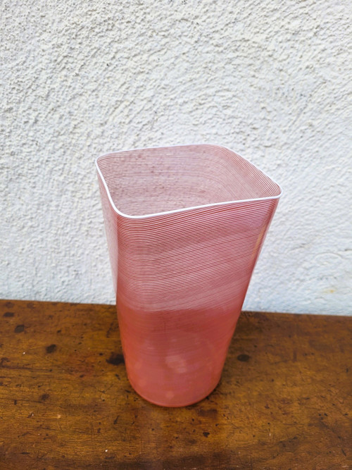Barovier & Toso, Vase En Verre Avec Filigrane, XXème Siècle