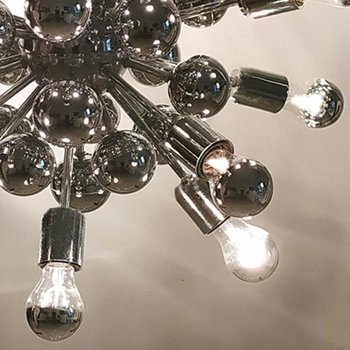 1970 Amazing Sputnik Chandelier by Goffredo Reggiani in Chrome. Made in Italy