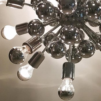 1970 Amazing Sputnik Chandelier by Goffredo Reggiani in Chrome. Made in Italy
