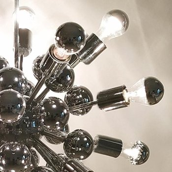 1970 Amazing Sputnik Chandelier by Goffredo Reggiani in Chrome. Made in Italy