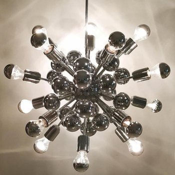 1970 Amazing Sputnik Chandelier by Goffredo Reggiani in Chrome. Made in Italy