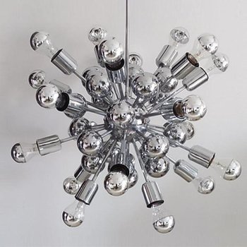 1970 Amazing Sputnik Chandelier by Goffredo Reggiani in Chrome. Made in Italy