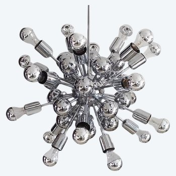 1970 Amazing Sputnik Chandelier by Goffredo Reggiani in Chrome. Made in Italy