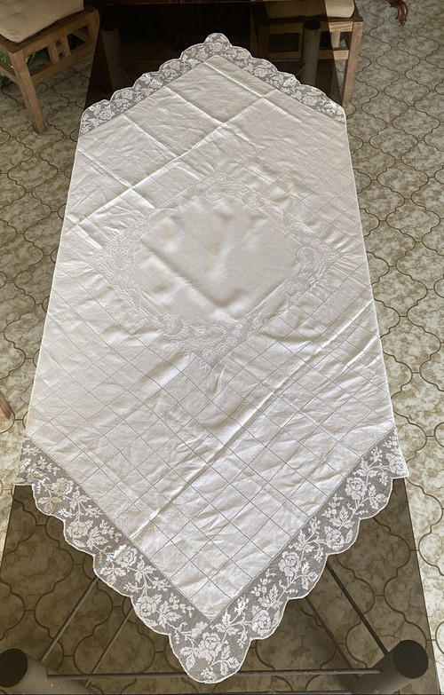 Linen Thread Square Tablecloth Early XXth Century