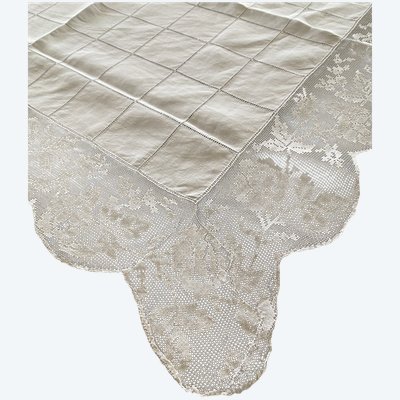 Linen Thread Square Tablecloth Early XXth Century