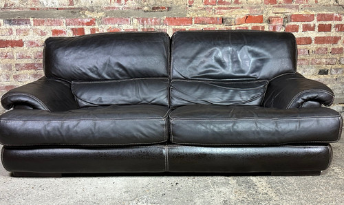 Canapé 2 places en cuir Coloris Chocolat Roche Bobois 80'S