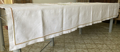 Linen Tablecloth Embroidered With Flowers And Arabesques 19th C.