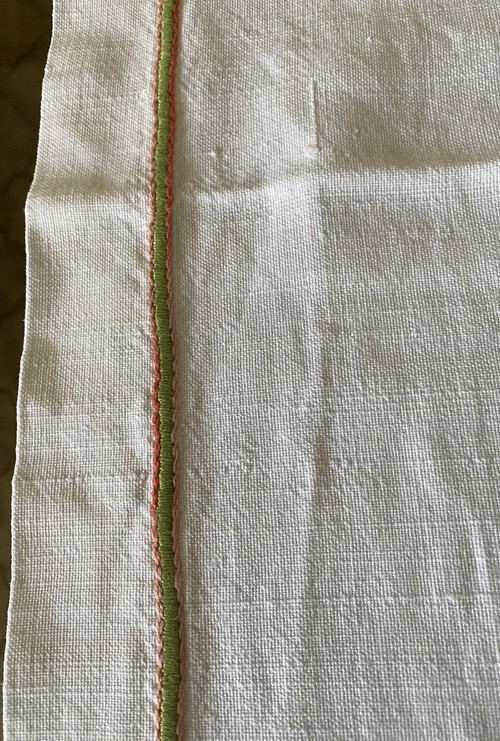 Linen Tablecloth Embroidered With Flowers And Arabesques 19th C.
