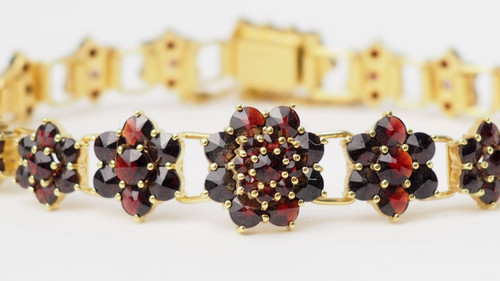 Bracciale vintage in oro giallo e granato