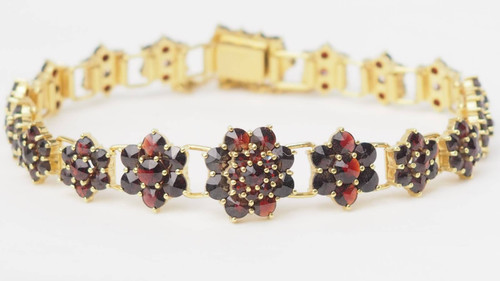 Bracciale vintage in oro giallo e granato