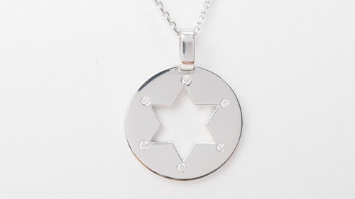 Halskette mit Davidstern-Anhänger aus Weißgold und Diamanten