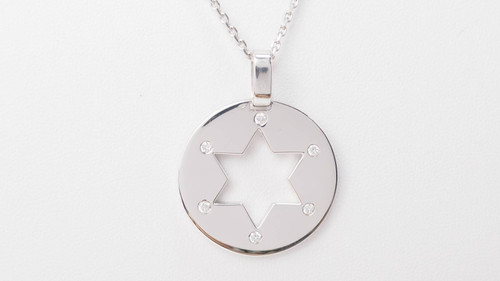 Halskette mit Davidstern-Anhänger aus Weißgold und Diamanten
