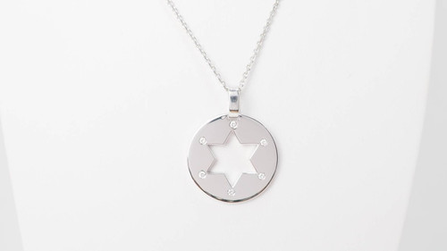 Halskette mit Davidstern-Anhänger aus Weißgold und Diamanten