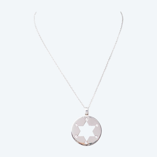 Halskette mit Davidstern-Anhänger aus Weißgold und Diamanten