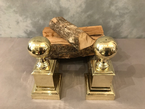 Pair of 19th century antique brass andirons