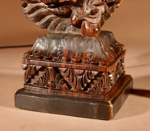  Indonesian, possibly Bali, original carved hardwood table lamp.