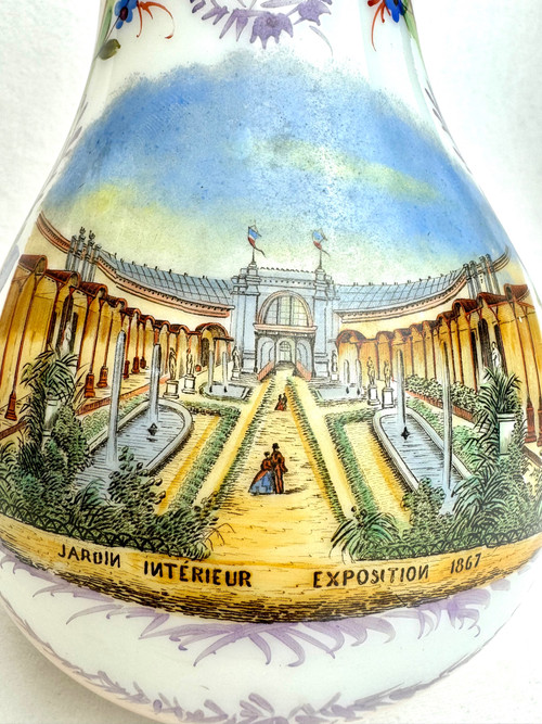 Pair Of Opaline Vases- Palais Omnibus Exposition Universelle De 1867