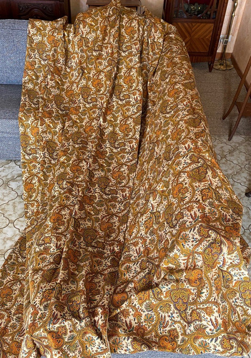 Pair of curtains, linen curtains decor cashmere XX th