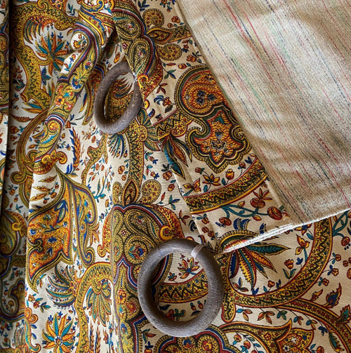Pair of curtains, linen curtains decor cashmere XX th