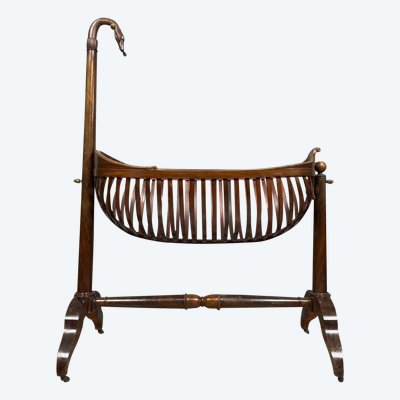 Empire cradle with swan neck in mahogany in the form of a nacelle circa 1810