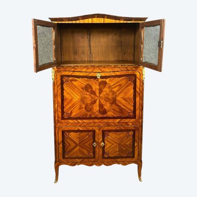 Dans l'esprit de Thomas Hache : exceptionnel secrétaire Guillotine époque Louis XV en marqueterie