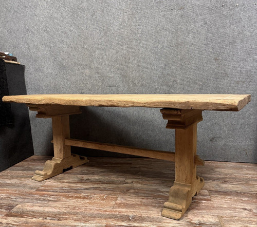 table a manger en bois massif et marqueterie époque fin XIX eme 