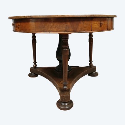 Italian Empire period table pedestal table in mahogany, early 19th century.