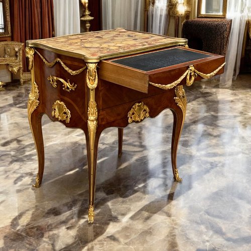 MEUBLE DE SALON NAPOLÉON III EN MARQUETERIE ORNÉ DE BRONZE DORÉ D’APRÈS SORMANI