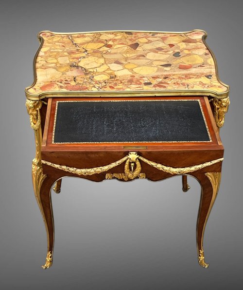 MEUBLE DE SALON NAPOLÉON III EN MARQUETERIE ORNÉ DE BRONZE DORÉ D’APRÈS SORMANI
