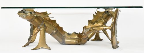 Christian Techoueyres' Couchtisch im Hollywood-Regency-Stil aus Messing und vergoldeter Bronze