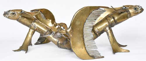 Christian Techoueyres' Couchtisch im Hollywood-Regency-Stil aus Messing und vergoldeter Bronze