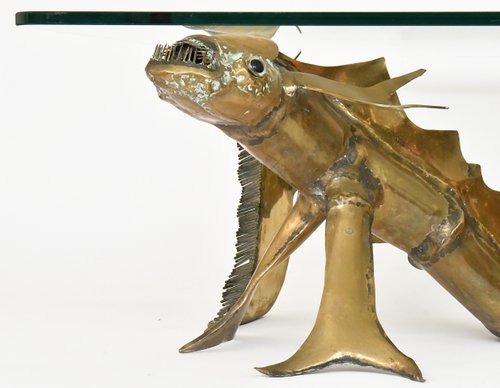 Christian Techoueyres' Couchtisch im Hollywood-Regency-Stil aus Messing und vergoldeter Bronze