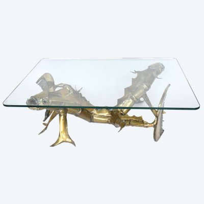 Christian Techoueyres' Couchtisch im Hollywood-Regency-Stil aus Messing und vergoldeter Bronze