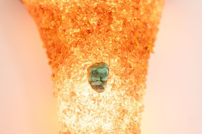Pair of sconces in amber and malachite. Contemporary work. LS60052086G