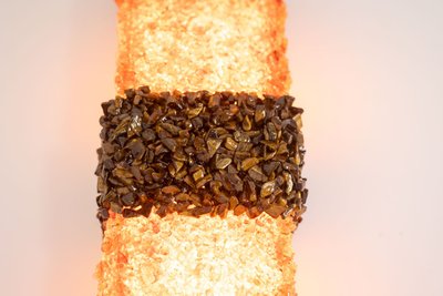 Pair of "Honey" sconces in amazonite and amber. Contemporary work. LS60032086G
