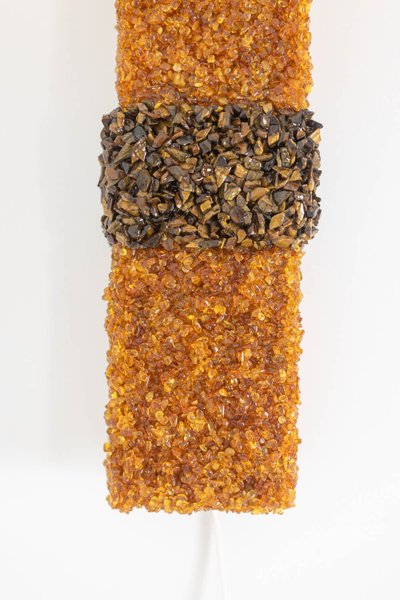 Pair of "Honey" sconces in amazonite and amber. Contemporary work. LS60032086G