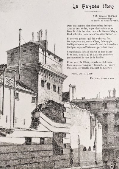  Paris The Prison Of Sainte Pelagie  Lithograph 19th C Old Print
