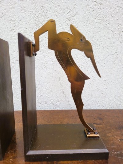 Pair Of Antelope Bookends, Bronze, 20th Century