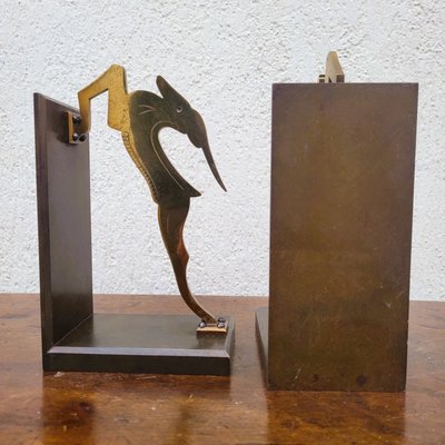 Pair Of Antelope Bookends, Bronze, 20th Century