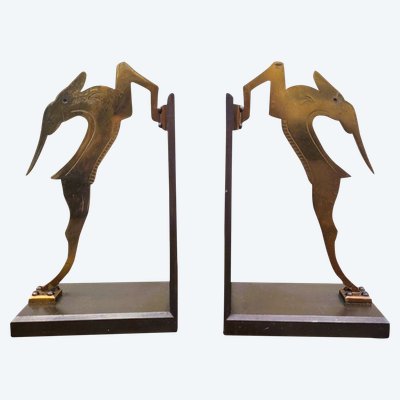 Pair Of Antelope Bookends, Bronze, 20th Century