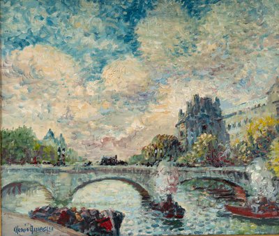 Mério Ameglio (1897-1970) Vue du Pont-Neuf huile sur toile vers 1950