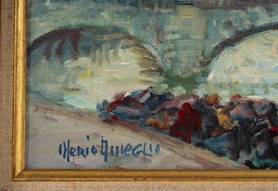 Mério Ameglio (1897-1970) Vue du Pont-Neuf huile sur toile vers 1950